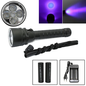 Ультрафиолетовый фонарик для поиска ультрафиолетового излучения scorpion УФ-лампа 5x светодиодный фонарик для дайвинга для поиска янтаря в море Используйте батарею 2x 18650 15
