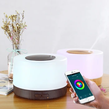 Умный WiFi, 500 мл, диффузор эфирного масла для ароматерапии, увлажнитель воздуха, подключение к Tuya Alexa и Google Home с 7 светодиодными цветами 8
