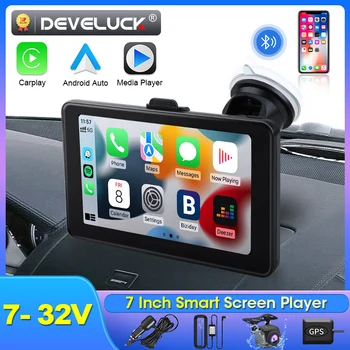 Универсальный 7-дюймовый автомобильный радиоприемник, мультимедийный видеоплеер для Nissan Toyota VW, беспроводной Carplay и беспроводной сенсорный экран Android Auto 5