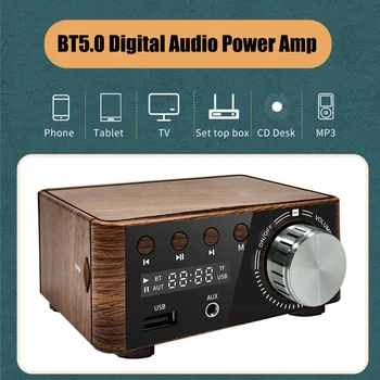 Усилитель звука 50Wx2 С Цифровым дисплеем CS8673E Hi-Fi Мини-Усилитель Мощности Bluetooth 5,0 Аудио Усилитель AUX TF Для Домашнего Кинотеатра 7