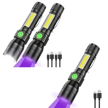 УФ-фонарик ABSF фиолетового цвета, супер яркий Маленький перезаряжаемый Водонепроницаемый магнитный светодиодный фонарик, карманная вспышка 9
