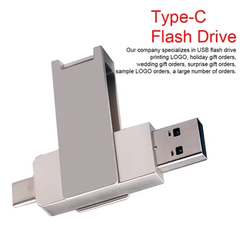 Флэш-накопитель USB Memory Stick OTG Pen Серебристый 32 ГБ 64 ГБ 128 ГБ Водонепроницаемый Модный U-диск Type-c Cle Бизнес-подарок 9