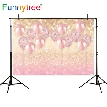 Фон Funnytree для фотостудии halo bokeh розовый воздушный шар золотая вечеринка Рождество профессиональный фон photobooth 16