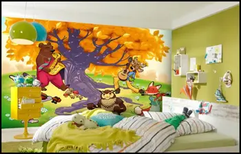 Фотообои на заказ, 3D обои, Мультяшная детская комната с карнавальными животными под большим деревом, декор, обои для стен 3 d 2