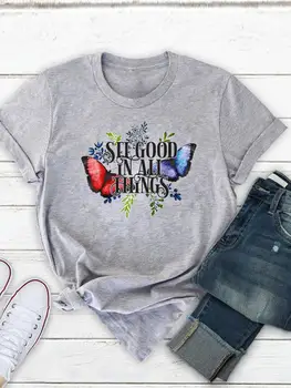 Футболки с изображением бабочки, одежда с принтом, модный Мультфильм, тренд 90-х, женская летняя футболка с коротким рукавом, топ