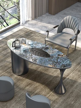 Художественная роскошная каменная панель, чайный столик и стул, комбинация офисного современного простого кунг-фу, маленький чайный столик, большая доска, интегрированный чай 14