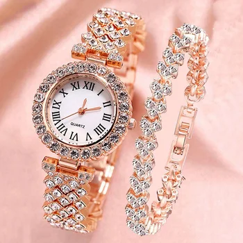 Часы для Женщин, Часы 2023, Самые Продаваемые Товары, Роскошные Часы Элитного бренда Reloj Mujer, Набор Браслетов из Бриллиантовой Стали 8