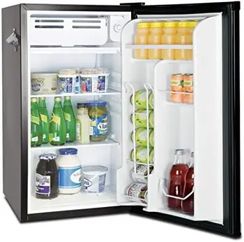 Черный Барный холодильник в стиле ретро объемом 3,1 кубических фута и микроволновая печь COMFEE EM720CPL-PMB со столешницей с включенным / выключенным звуком, ЭКО-режимом и простым домашним доступом 8