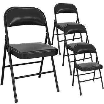 Черный металлический складной стул с подкладкой для наружного использования в помещении 5