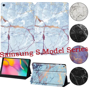 Чехол для Samsung Galaxy Tab A7 10,4/A7 Lite/A8 10,5/S5E 10,1/S6 Lite P610 с мраморной подставкой из искусственной кожи с принтом, чехол-книжка для планшета 8