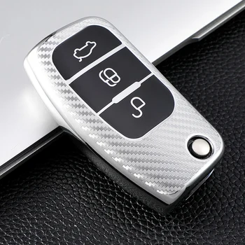Чехол для Автомобильных Ключей из Углеродного Волокна TPU Ford Focus 2 MK2 Fiesta Mondeo Galaxy Falcon Territory Ecosport Protector 5