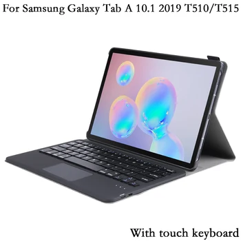 Чехол с сенсорной клавиатурой Bluetooth для Samsung Galaxy Tab A 10,1 2019, клавиатура T515 T510, чехол из искусственной кожи, подставка для планшета, чехол