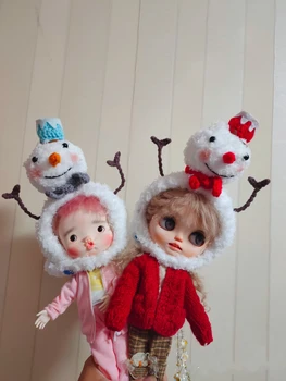 Шапка Blythe Снеговик Рождественская шерстяная шапка ручной вязки (подходит для серии кукол blythe、 qbaby) 11