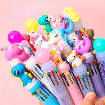 Шариковые ручки Kawaii Cute Animal Cartoon 35 Цветов, Школьные Канцелярские принадлежности, Канцелярские принадлежности 10 Разноцветных Ручек, Красочная Заправка