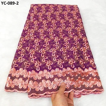 Швейцарское Роскошное кружево, Высококачественные Хлопчатобумажные ткани 2023, Красно-фиолетовая вышивка, Дубайская жемчужная ткань для мусульманских халатов, традиционные костюмы