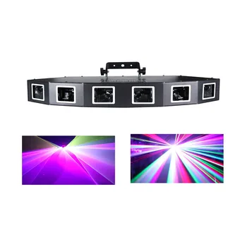 Шестиголовый ди-джей RGB полноцветный лазерный светильник для дискотеки со звуком и управлением DMX Отлично подходит для вечеринок, дискотек, бара, клуба