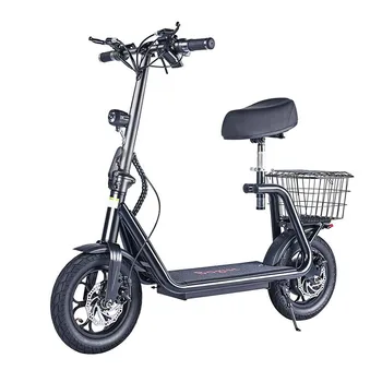 Электрический скутер большой дальности 600 Вт 48 В С корзиной для покупок, Быстро складывающийся Электронный скутер с сиденьем, Оптовый склад в ЕС 1