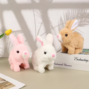 Электронная плюшевая игрушка-кролик, робот, Кролик, Ходьба, Прыжки, Бег, животное, встряхивающие ушки, милое электрическое домашнее животное для детей, подарки на день рождения