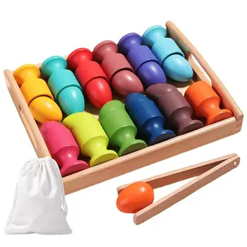 Яичная чашка Монтессори, игрушки для сортировки цветов, интерактивная игрушка для раннего обучения родителей и детей, улучшающая практические навыки Монтессори 9