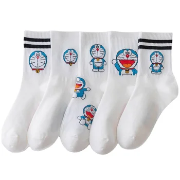 Японские Модные Милые носки Doraemon Sports Crew, Полосатые хлопчатобумажные носки с длинными рукавами, студенческие забавные мультяшные носки Harajuku 13