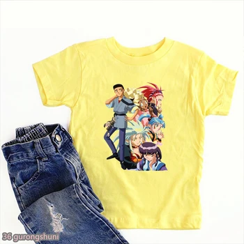 Японское аниме Tenchi Muyo! Футболка Для мальчиков с героями мультфильмов, Модная Повседневная Детская футболка с коротким рукавом, Топ, Милая Желтая футболка Для мальчиков, Уличная Одежда 10